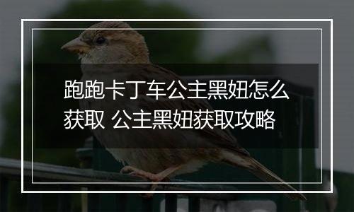 跑跑卡丁车公主黑妞怎么获取 公主黑妞获取攻略