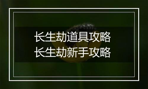 长生劫道具攻略 长生劫新手攻略