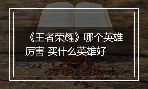 《王者荣耀》哪个英雄厉害 买什么英雄好