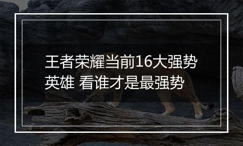 王者荣耀当前16大强势英雄 看谁才是最强势