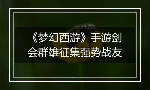 《梦幻西游》手游剑会群雄征集强势战友