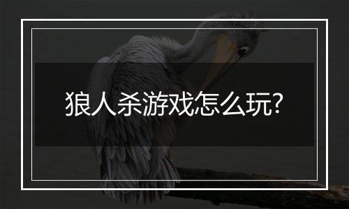 狼人杀游戏怎么玩?