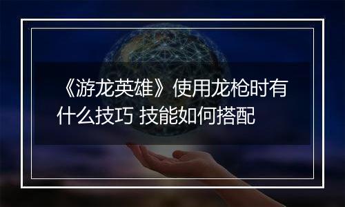 《游龙英雄》使用龙枪时有什么技巧 技能如何搭配