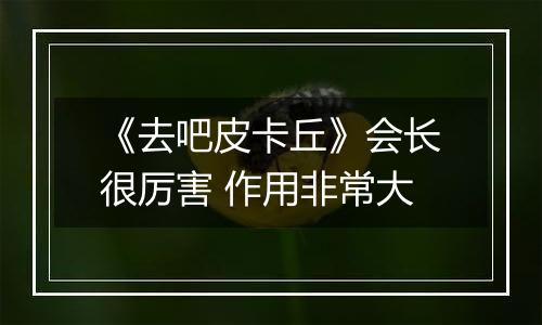 《去吧皮卡丘》会长很厉害 作用非常大