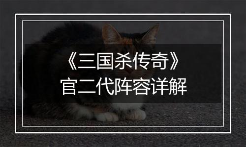 《三国杀传奇》官二代阵容详解