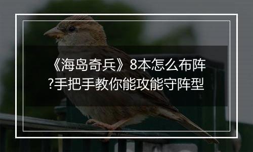 《海岛奇兵》8本怎么布阵?手把手教你能攻能守阵型