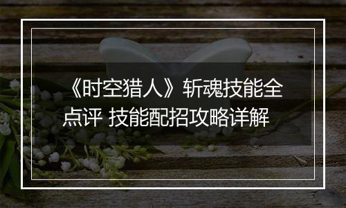 《时空猎人》斩魂技能全点评 技能配招攻略详解