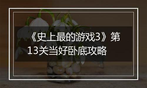 《史上最的游戏3》第13关当好卧底攻略