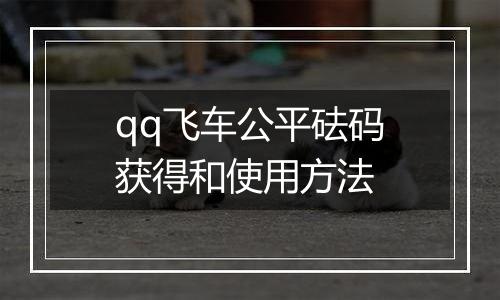 qq飞车公平砝码获得和使用方法