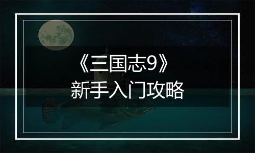 《三国志9》新手入门攻略