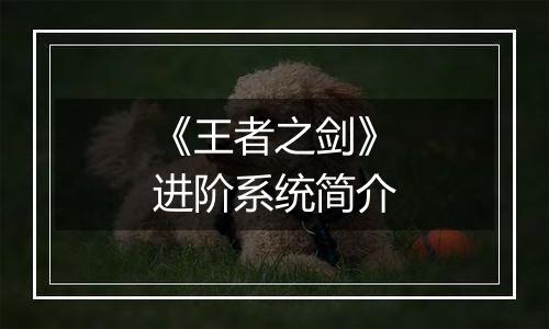 《王者之剑》进阶系统简介