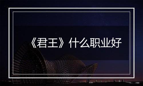 《君王》什么职业好