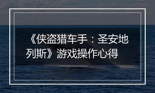 《侠盗猎车手：圣安地列斯》游戏操作心得