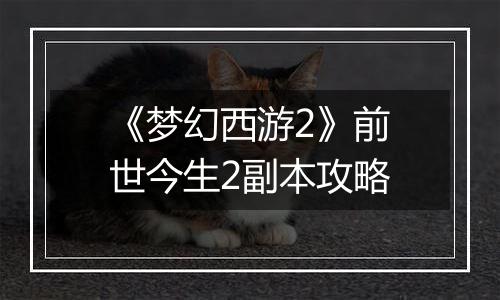 《梦幻西游2》前世今生2副本攻略