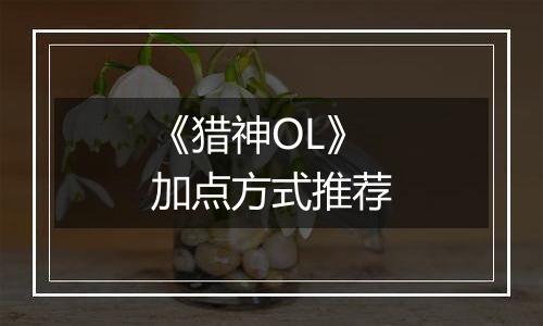 《猎神OL》加点方式推荐
