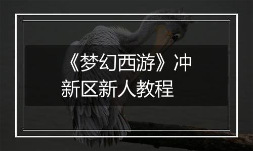 《梦幻西游》冲新区新人教程