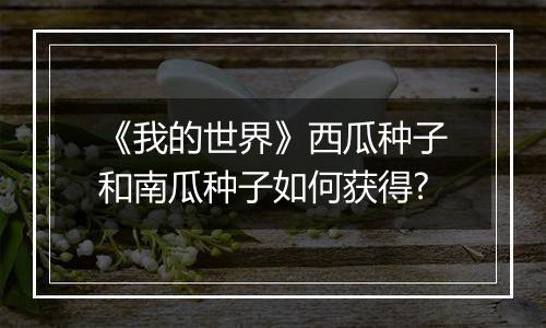 《我的世界》西瓜种子和南瓜种子如何获得?