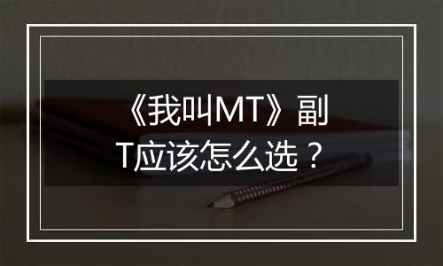 《我叫MT》副T应该怎么选？