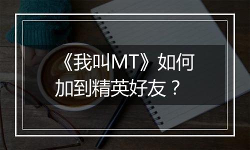 《我叫MT》如何加到精英好友？