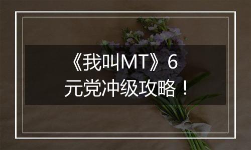 《我叫MT》6元党冲级攻略！