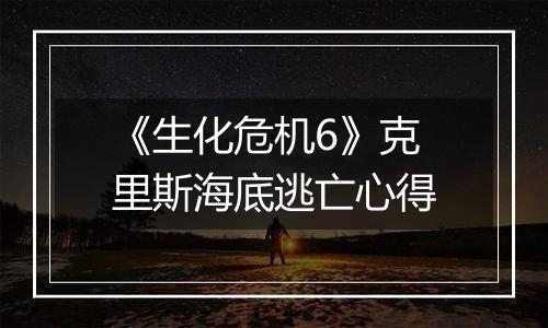 《生化危机6》克里斯海底逃亡心得