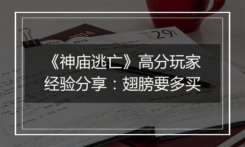 《神庙逃亡》高分玩家经验分享：翅膀要多买