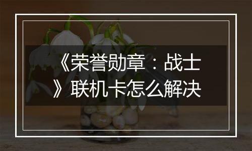 《荣誉勋章：战士》联机卡怎么解决