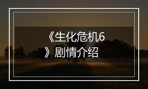 《生化危机6》剧情介绍