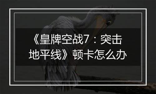 《皇牌空战7：突击地平线》顿卡怎么办