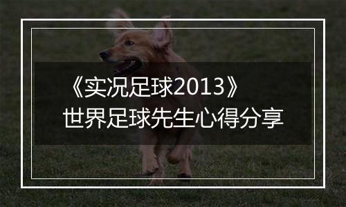 《实况足球2013》世界足球先生心得分享