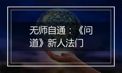 无师自通：《问道》新人法门