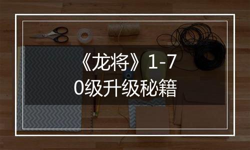 《龙将》1-70级升级秘籍