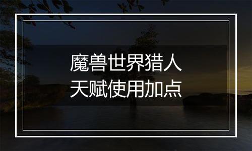 魔兽世界猎人天赋使用加点