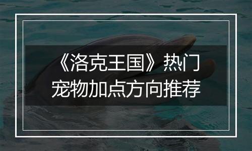 《洛克王国》热门宠物加点方向推荐