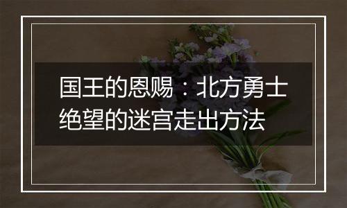 国王的恩赐：北方勇士绝望的迷宫走出方法