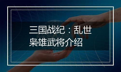 三国战纪：乱世枭雄武将介绍