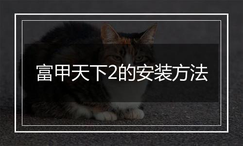 富甲天下2的安装方法