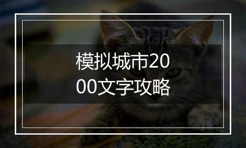 模拟城市2000文字攻略