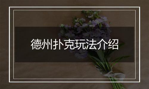 德州扑克玩法介绍