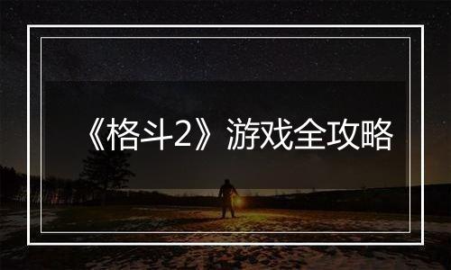 《格斗2》游戏全攻略
