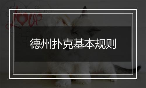 德州扑克基本规则