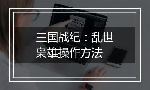 三国战纪：乱世枭雄操作方法