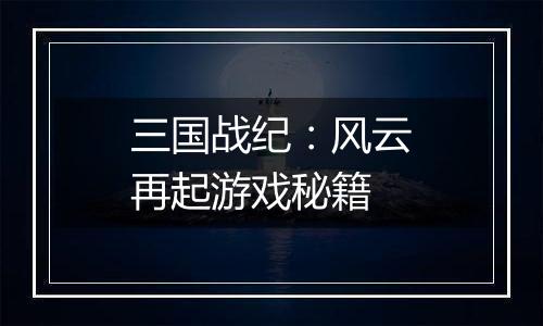 三国战纪：风云再起游戏秘籍