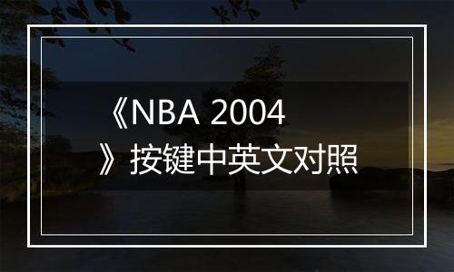 《NBA 2004》按键中英文对照