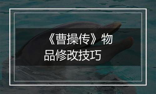 《曹操传》物品修改技巧