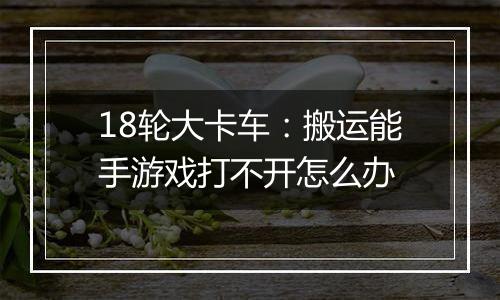 18轮大卡车：搬运能手游戏打不开怎么办