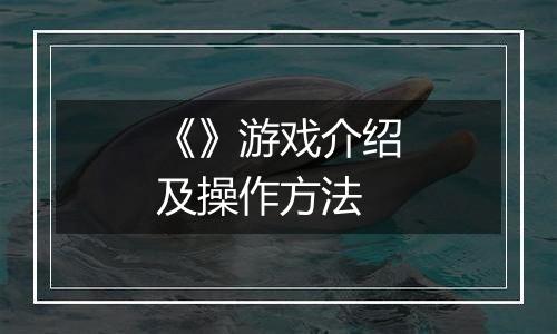 《》游戏介绍及操作方法