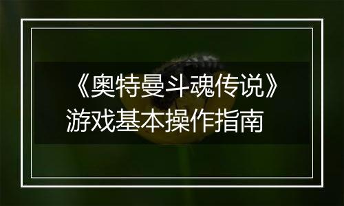 《奥特曼斗魂传说》游戏基本操作指南