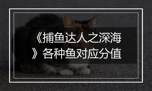 《捕鱼达人之深海》各种鱼对应分值