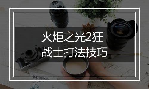 火炬之光2狂战士打法技巧